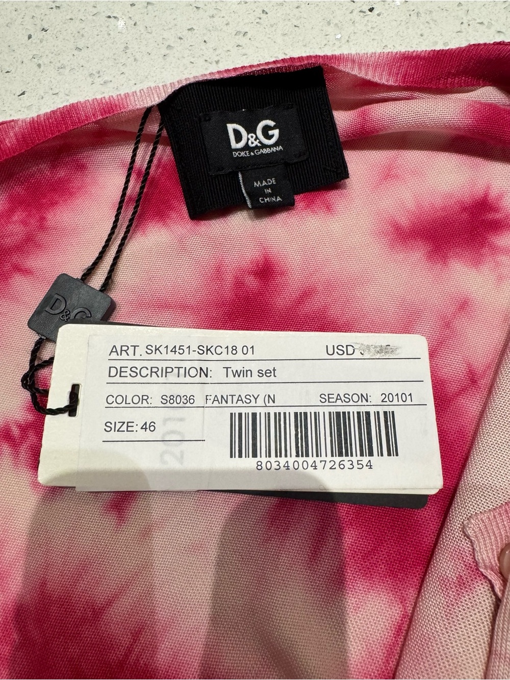 Dolce & Gabbana Women's Pink Tie-Dye Cardigan Set Size 8-10 - Picture 2 of 6
